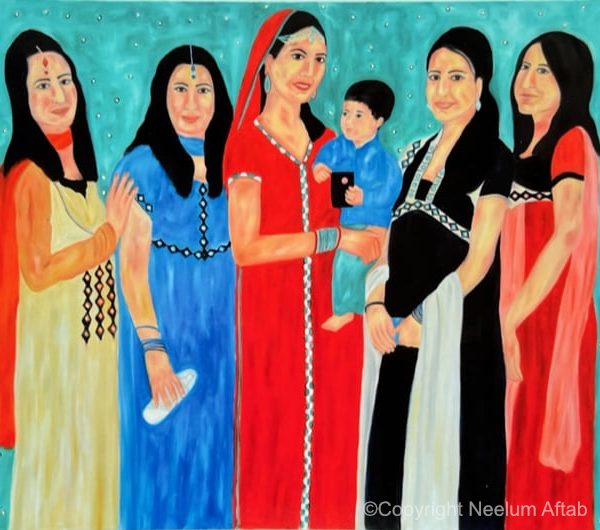 Neelum Aftab is a fine artist, and her practice has portrayed the concept of third space relating to diaspora of South Asian communities. It shows various facets of cultural transformation, assimilation and cultural hybridisation.